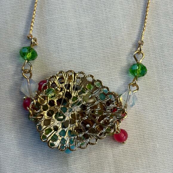 Heart Illusion Bracelet Gold Chain Adjustable Pull Clasp Beaded Rhinestones Boho - Picture 6 of 6